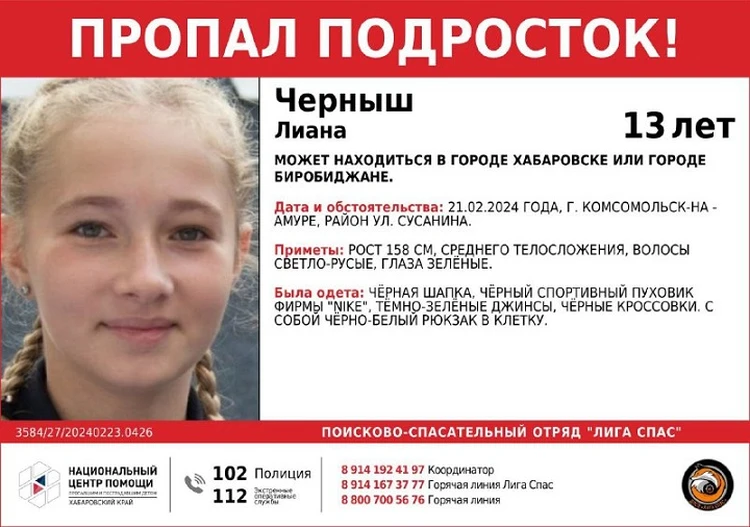 Две 13-летние девочки бесследно пропали в Хабаровском крае1