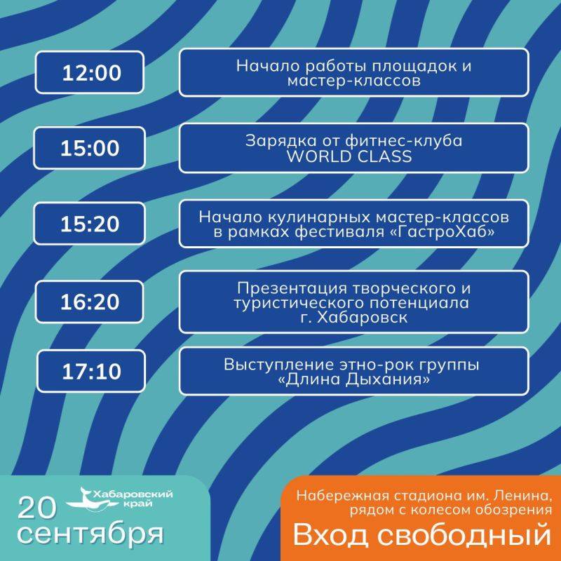 В рамках III Всероссийского туристического форума «Открой Дальний Восток» с 20 по 22 сентября на набережной стадиона им. Ленина пройдет праздник «Мы – большая страна»