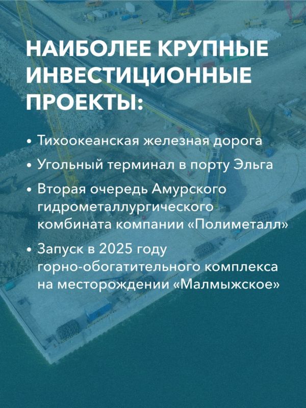 Объем инвестиций за первое полугодие в Хабаровском крае составил около 300 млрд рублей