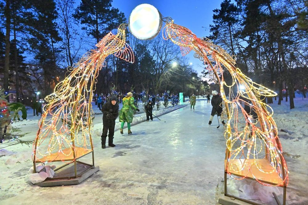 Новогодний городок открылся на Амурском бульваре в Хабаровске