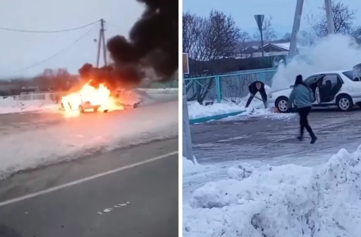 Водитель из ЕАО ушёл в магазин и потерял иномарку в пожаре0