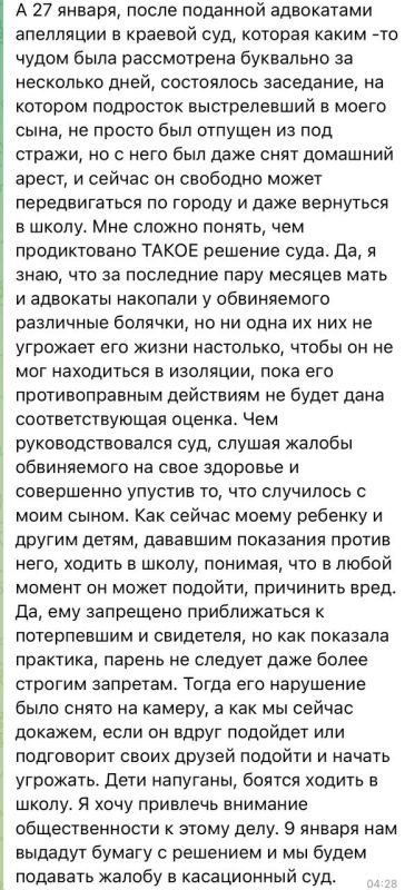 Екатерина Мизулина: В Хабаровске в начале года один из подростков выстрелил из сигнальной ракеты в туалете школы