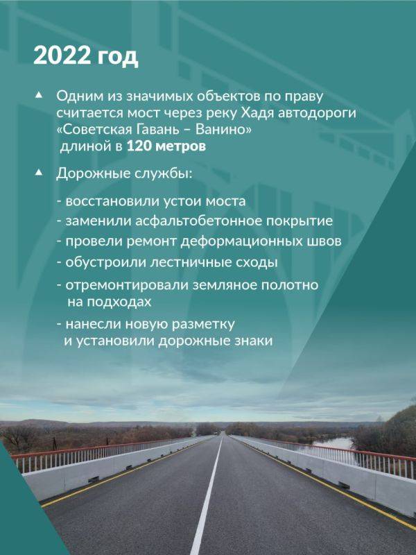 В Хабаровском крае отремонтировано 98 мостов по дорожному нацпроекту