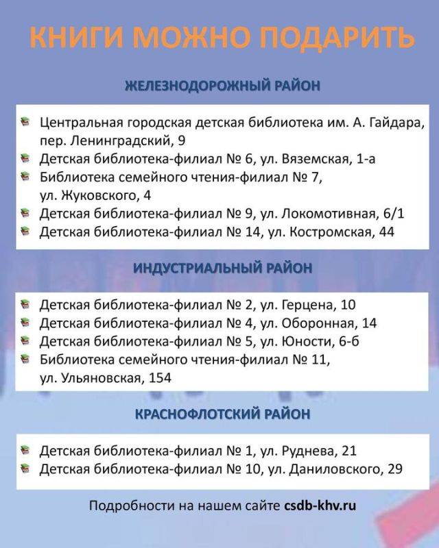 Поделиться своими книгами предлагают хабаровчанам в рамках Всероссийской акции