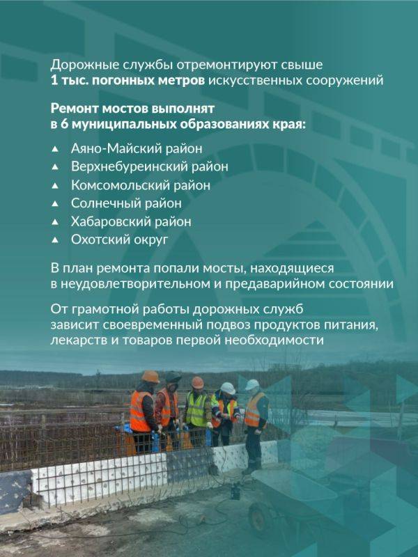 В 2025 году в Хабаровском крае продолжится обновление мостовых переходов на региональных автомагистралях